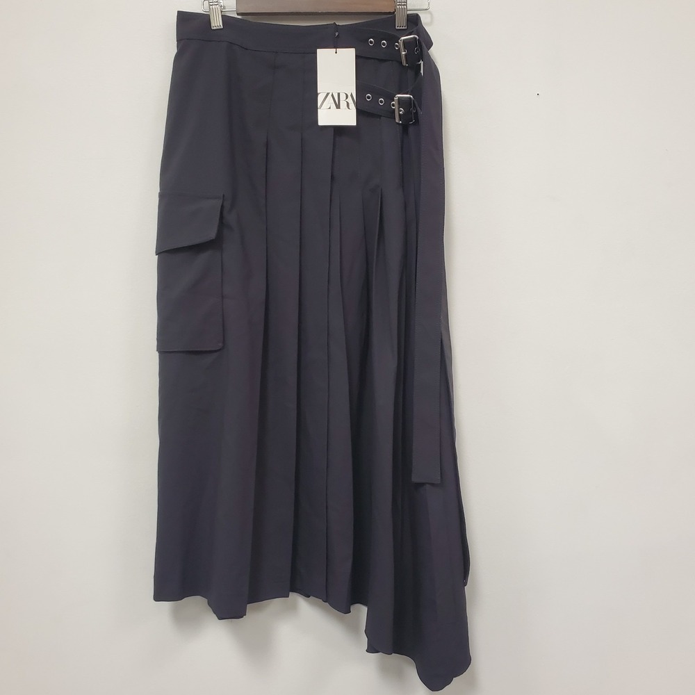 Zara Womens Cargo Asymmetric Midi Skirt Size S Gray Steampunk Gothic Victorian - Picture 1 of 10